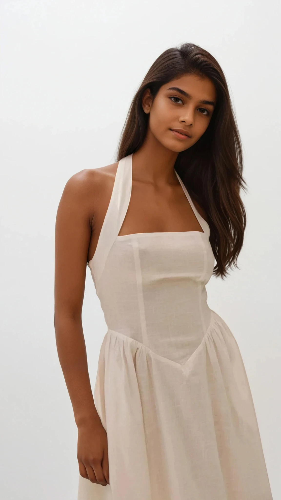 Ruched Halter Neck Midi Dress