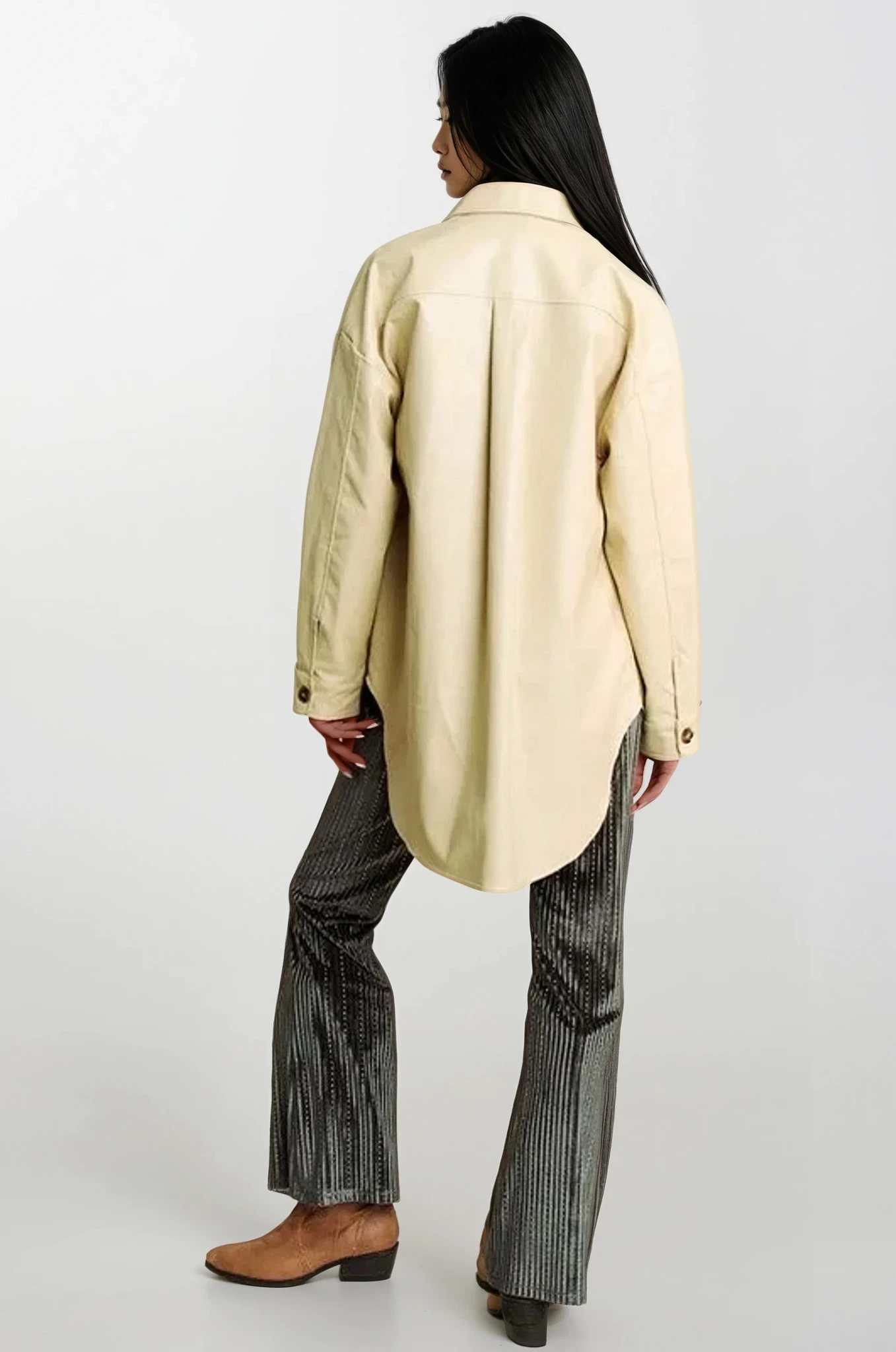 Faux Leather Button Up Jacket