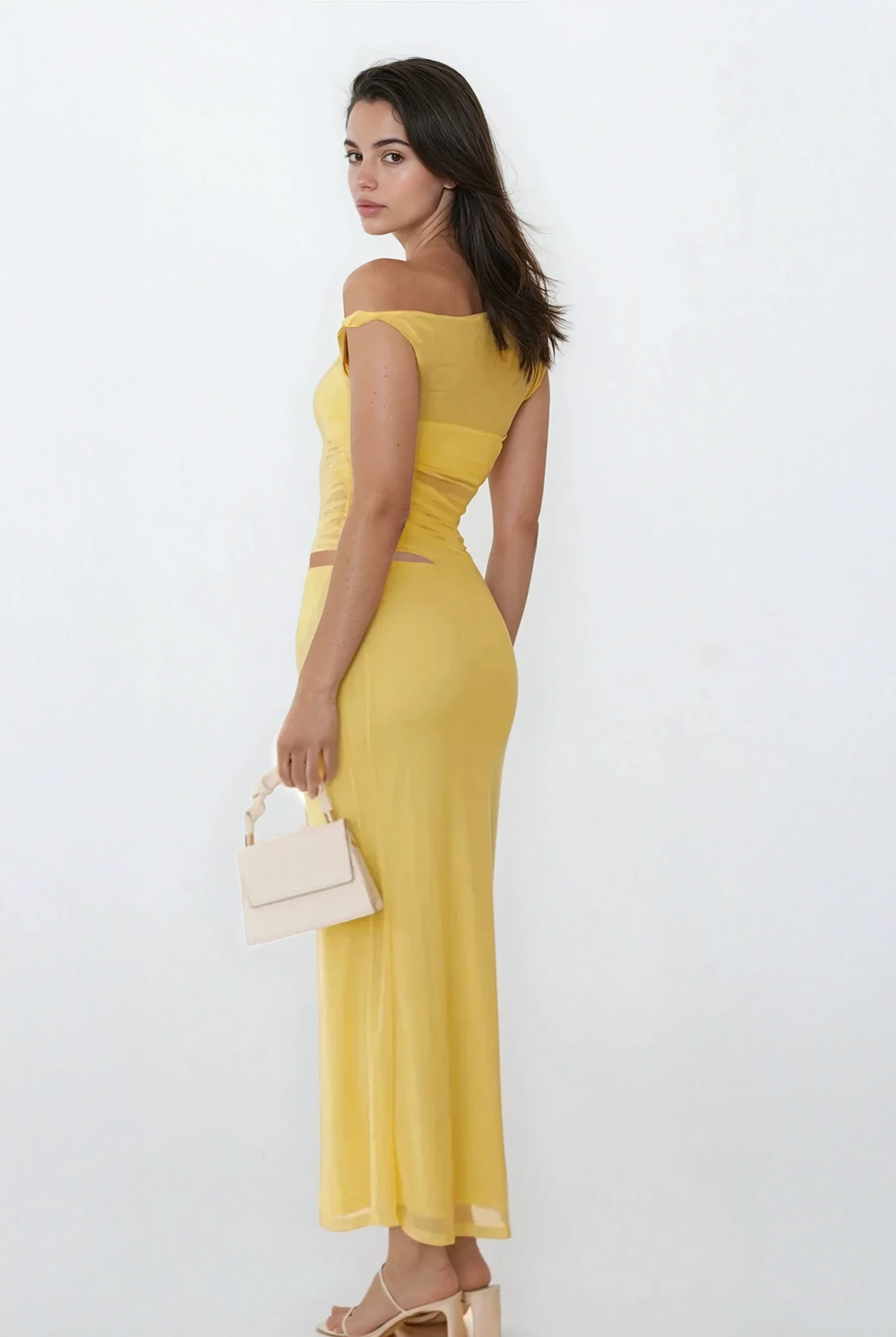 Echelon asymmetrical cutout sleeveless maxi dress in solid fabric