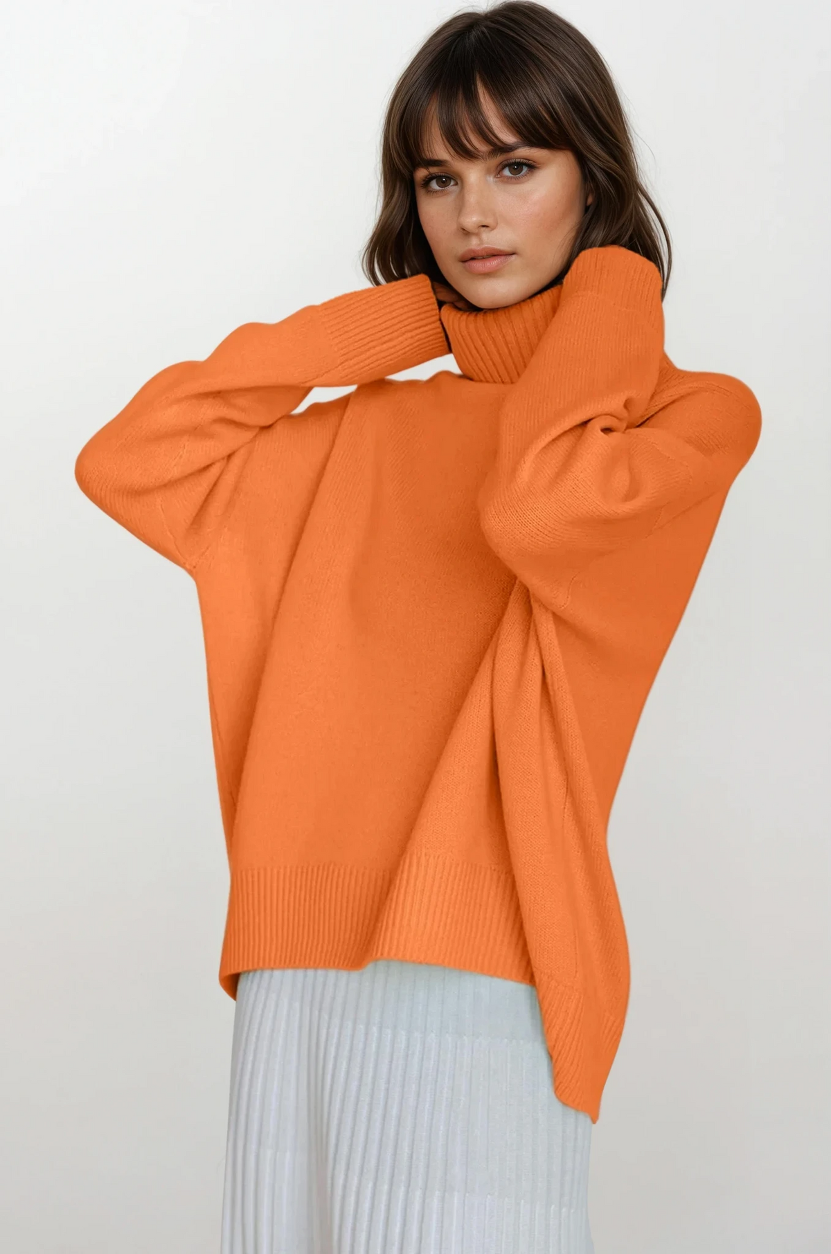 Effortless turtleneck dropped shoulder sweater for women