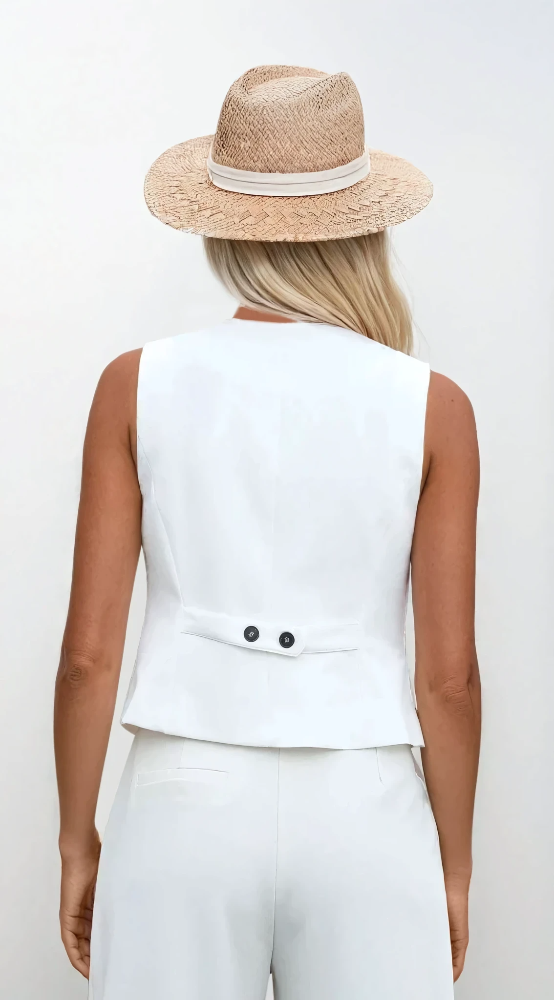 Elevate pocketed button-up vest with elongating V-neck and pockets