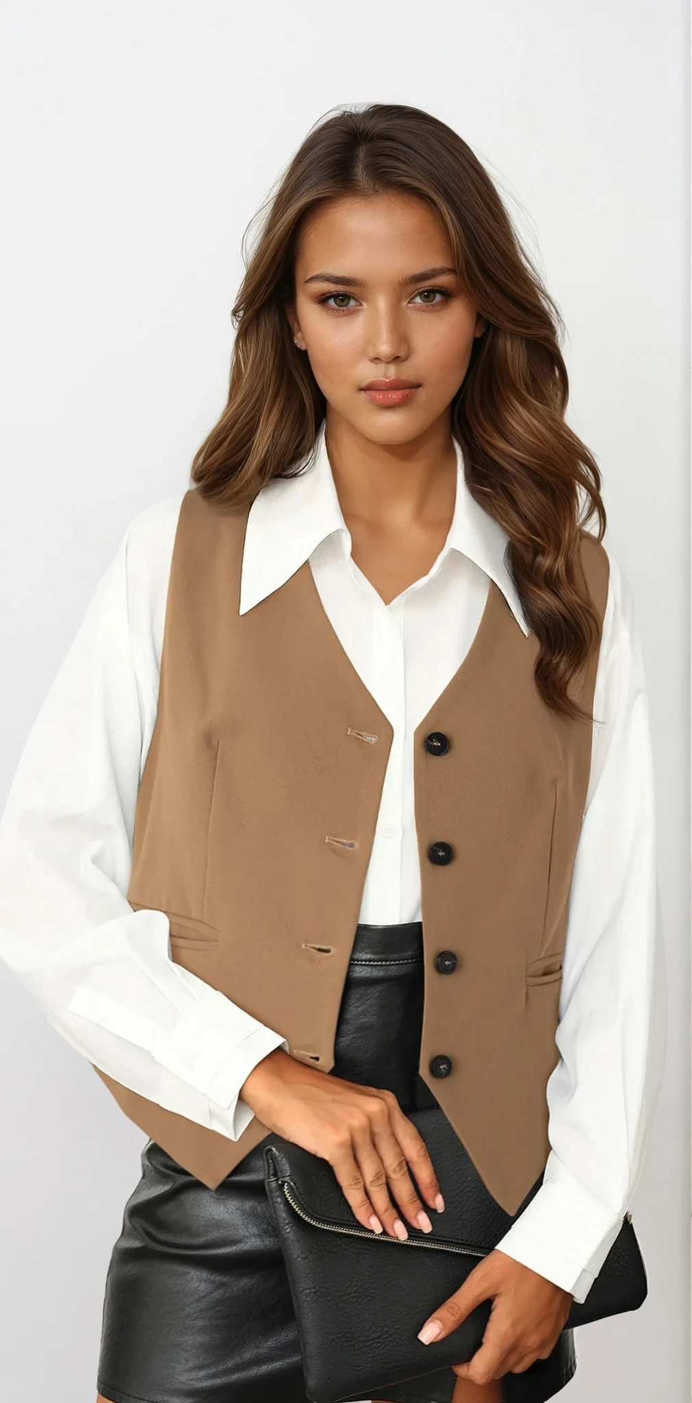 Versatile Elevate pocketed button-up vest with v-neck and pockets
