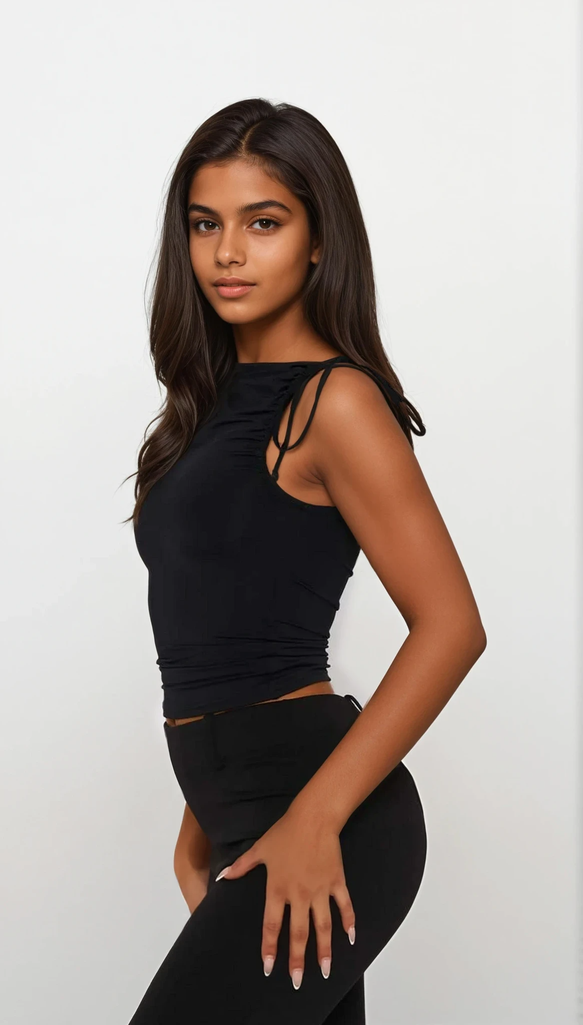 Everyday asymmetrical neck ruched cami in solid color