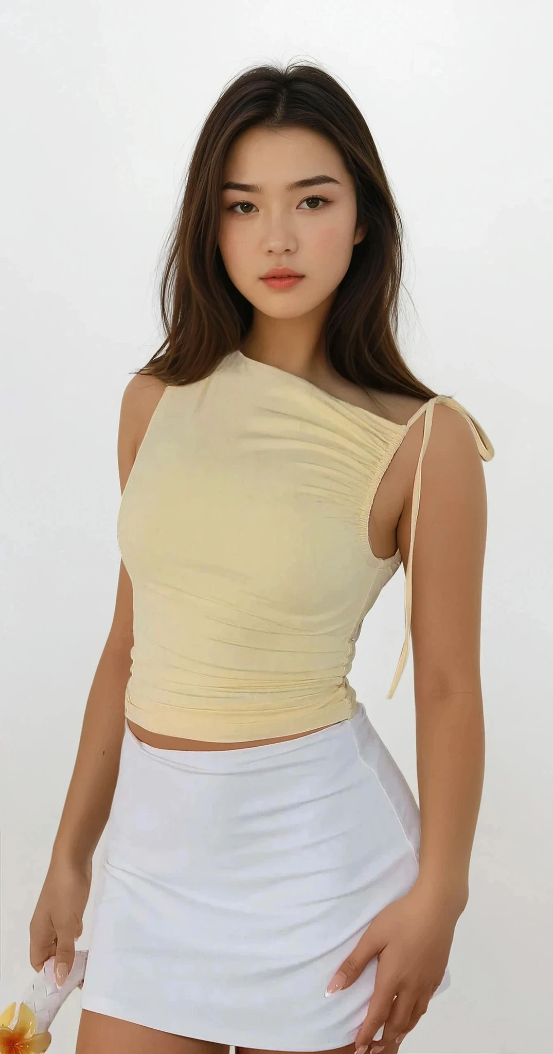 Everyday asymmetrical neck ruched cami sleeveless stylish top