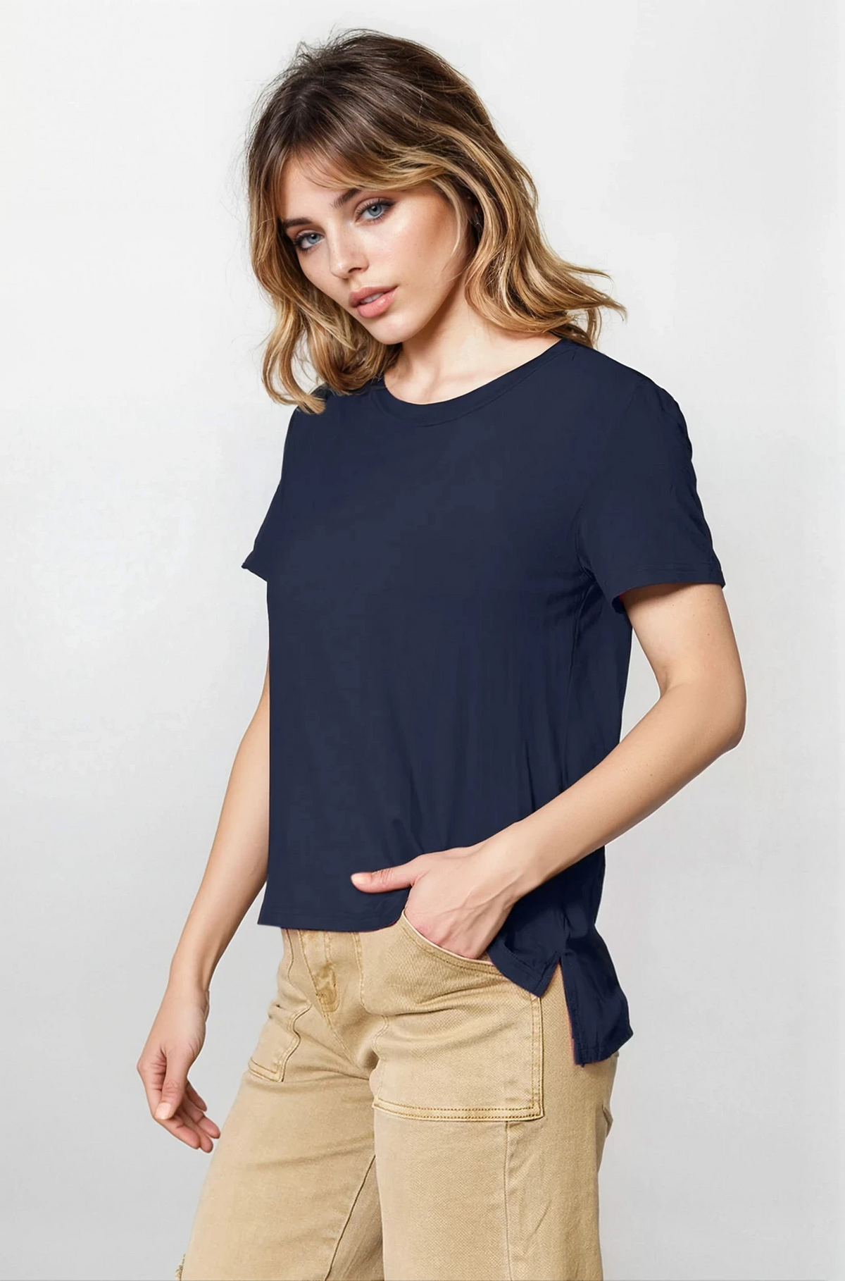 Everyday crew neck short sleeve t-shirt in solid color