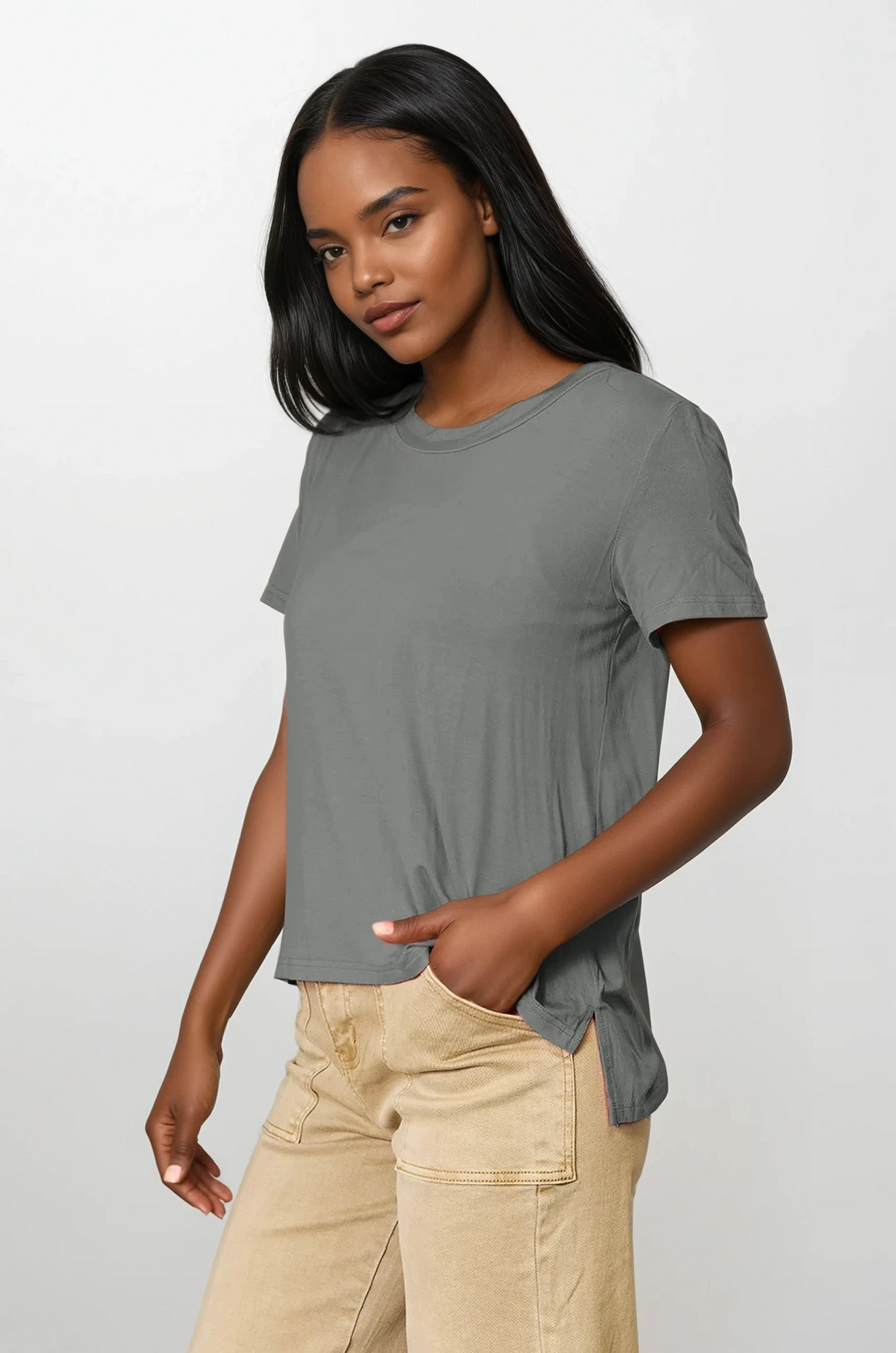 Everyday crew neck short sleeve t-shirt in solid color