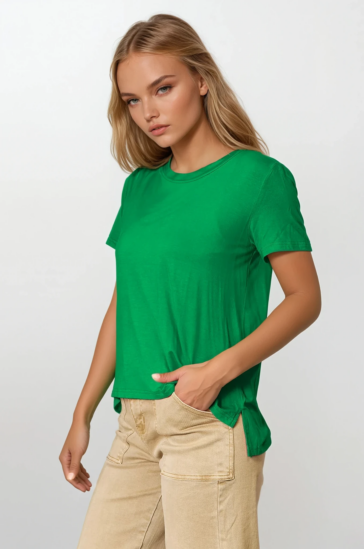 Everyday crew neck short sleeve t-shirt in solid pattern
