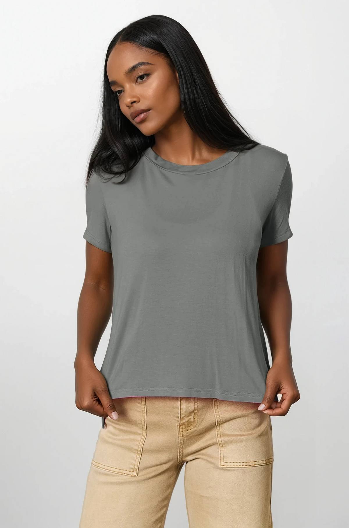 everyday crew neck short sleeve t-shirt in solid color