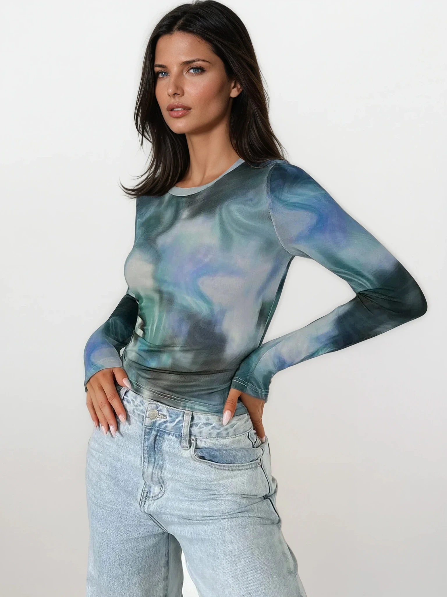 Tie-Dye Round Neck Long Sleeve
