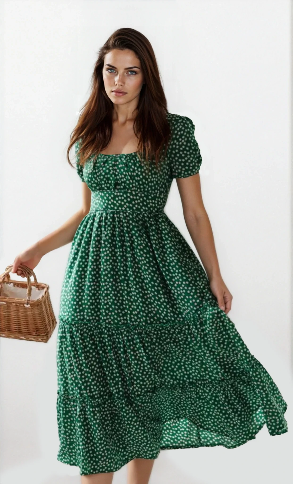 Blossom Square Neck Midi Dress