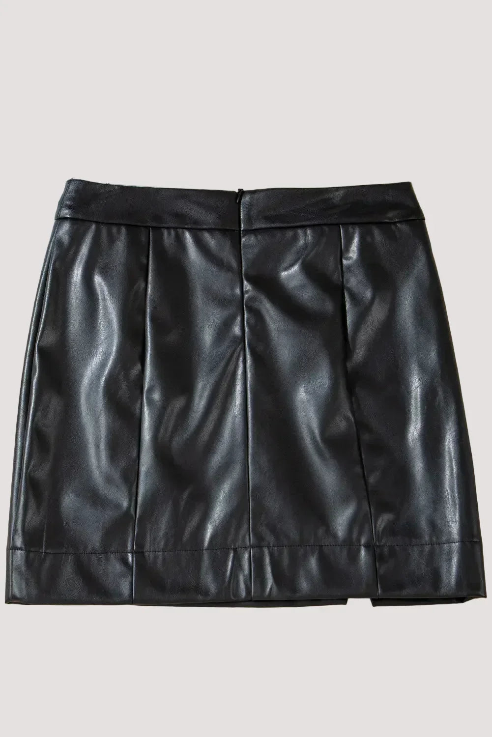 faux leather slit mini skirt black edgy stylish