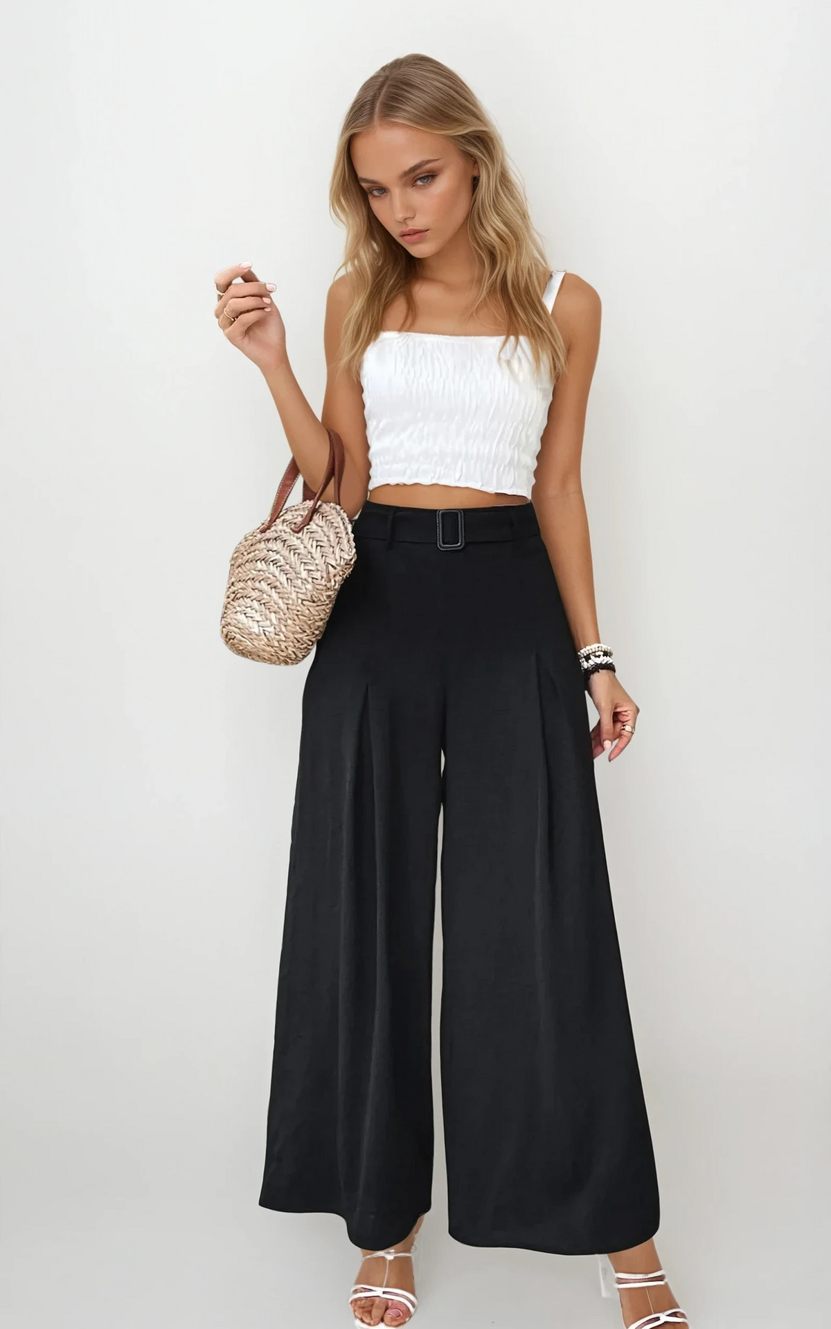 High-waist transform trouser with ruching detail for office wear