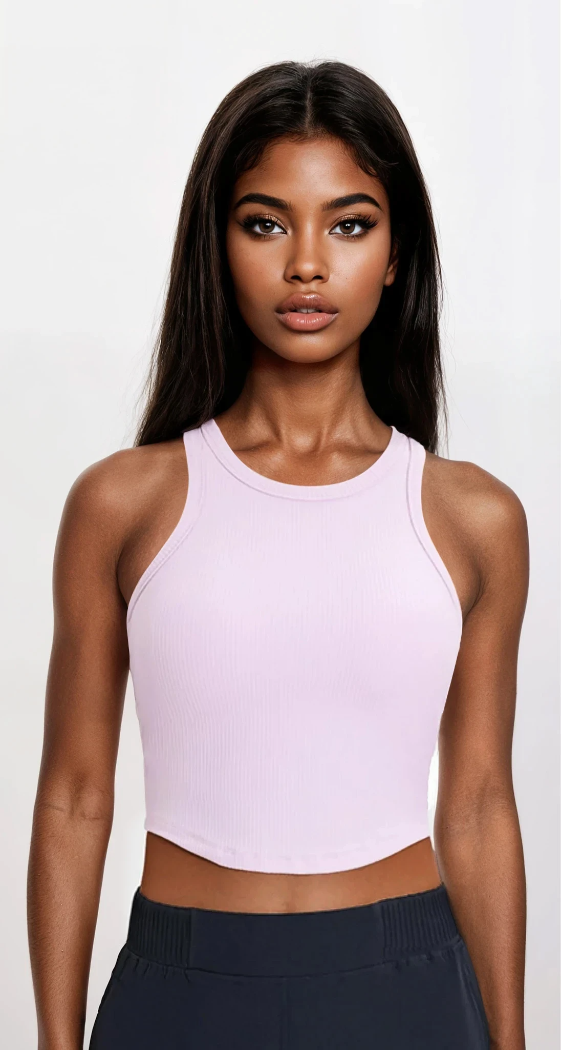Ideal racerback tank top with round neck and sleeveless design