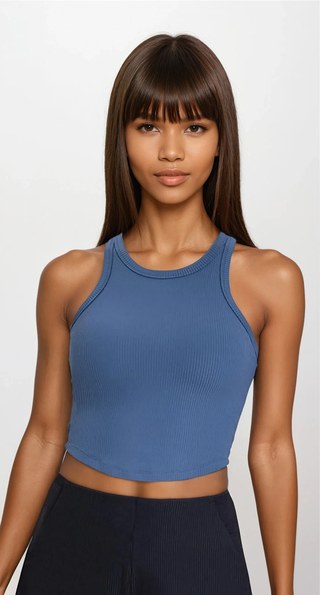 Ideal racerback tank with round neck and solid pattern