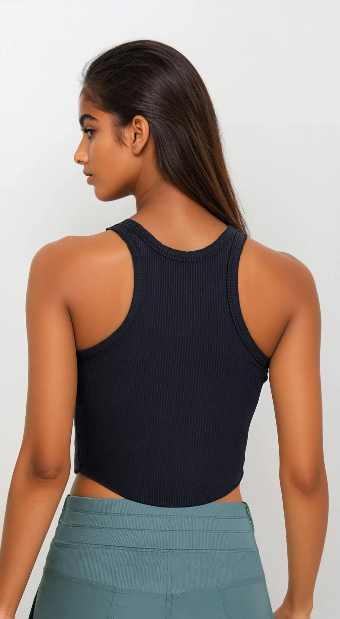 Ideal racerback tank top with round neck and solid pattern