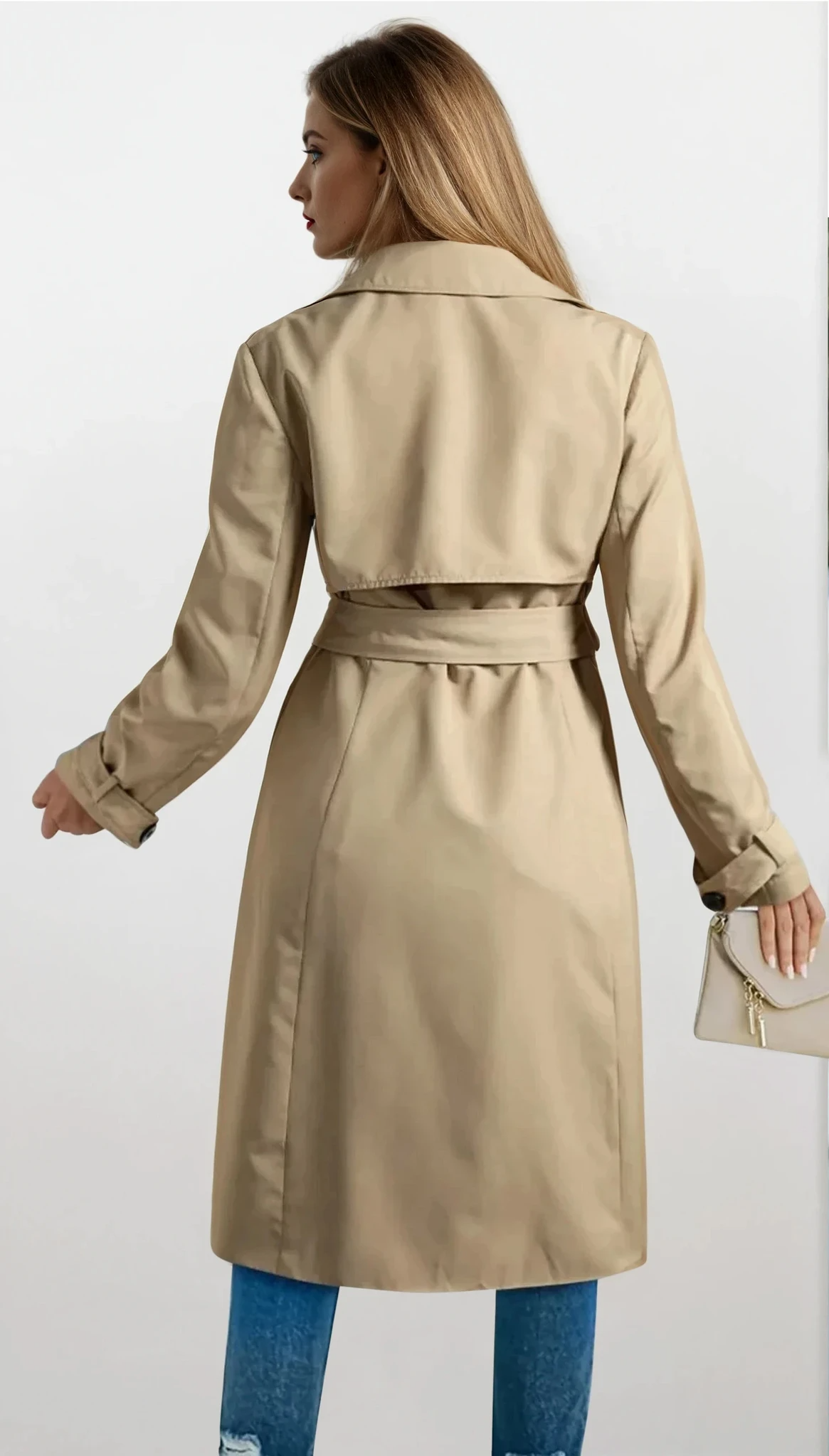 Intellect Trench versatile belted midi trench coat with button front