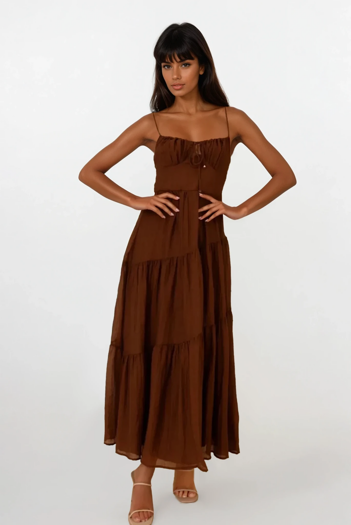 Moderne Boutique women's Selene ruched smocked back cami maxi dress