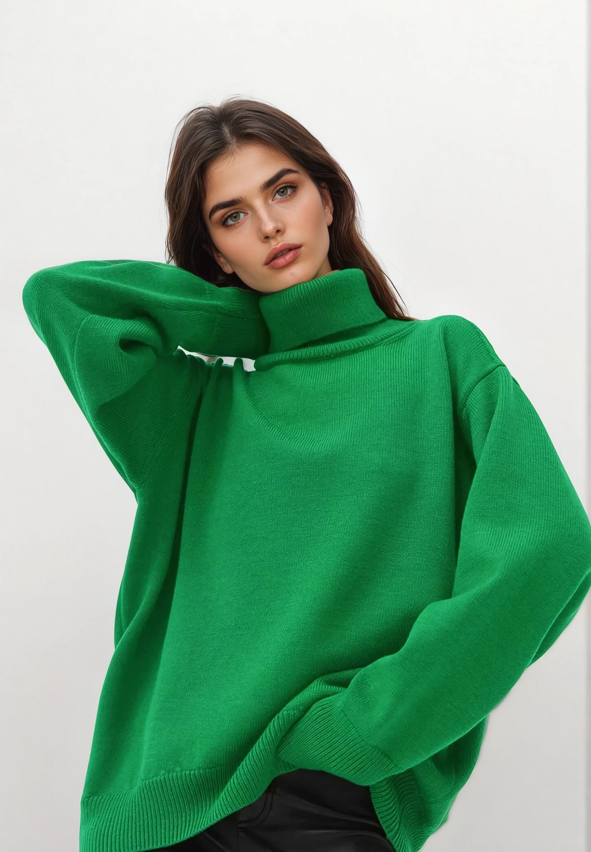 ordinary turtleneck dropped shoulder sweater in solid pattern