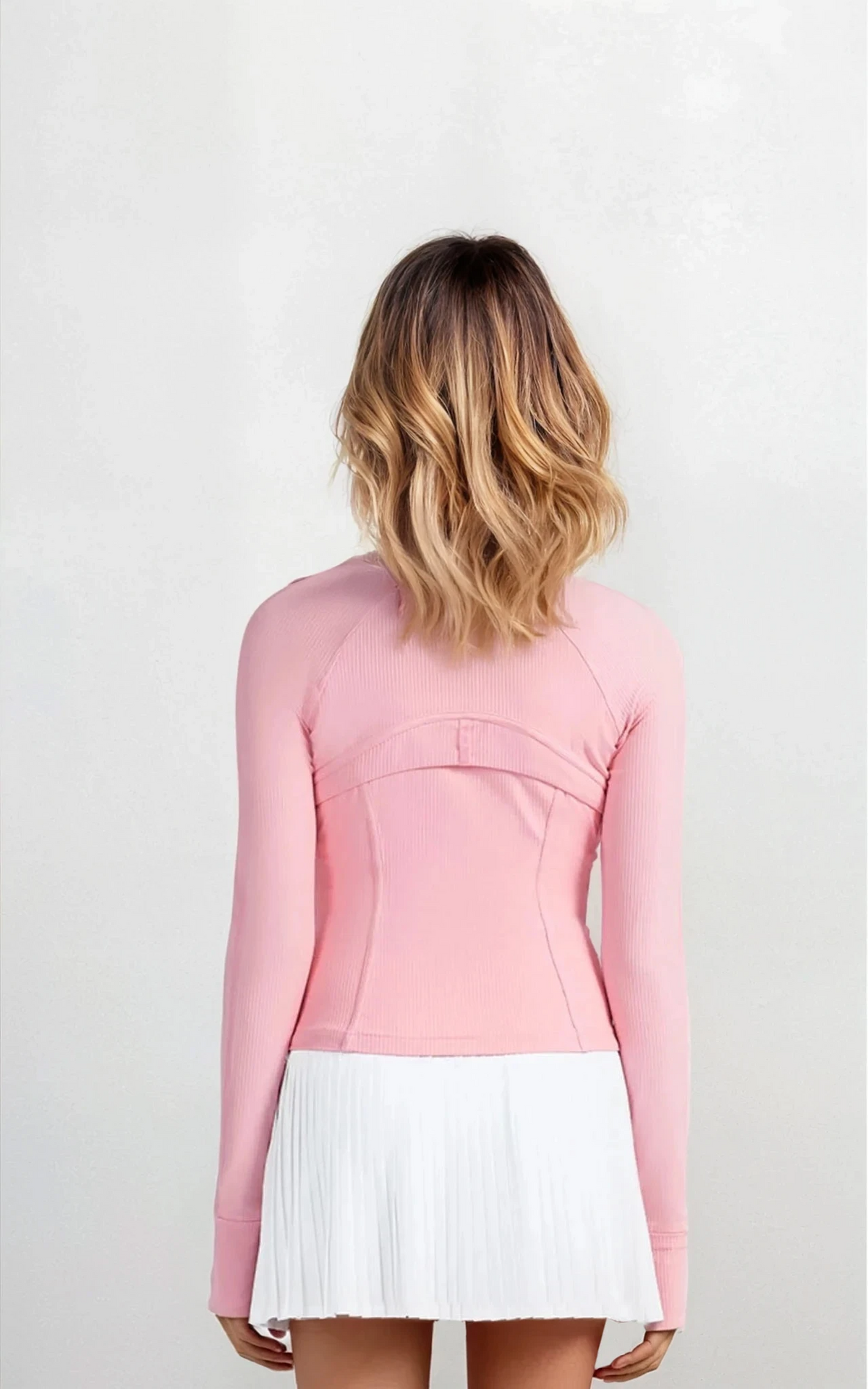 Recharge full zip long sleeve jacket with stretch fabric and thumb holes