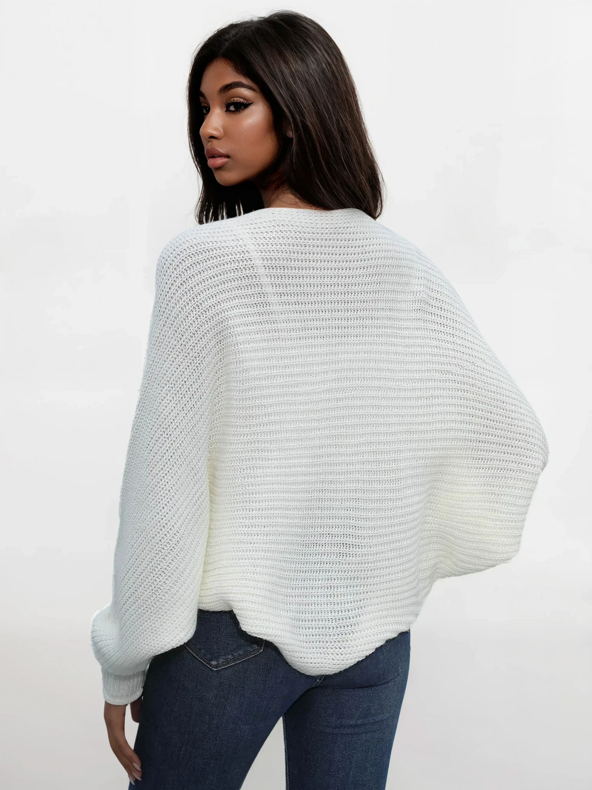 Reset open front cropped dolman sleeve cardigan in solid color