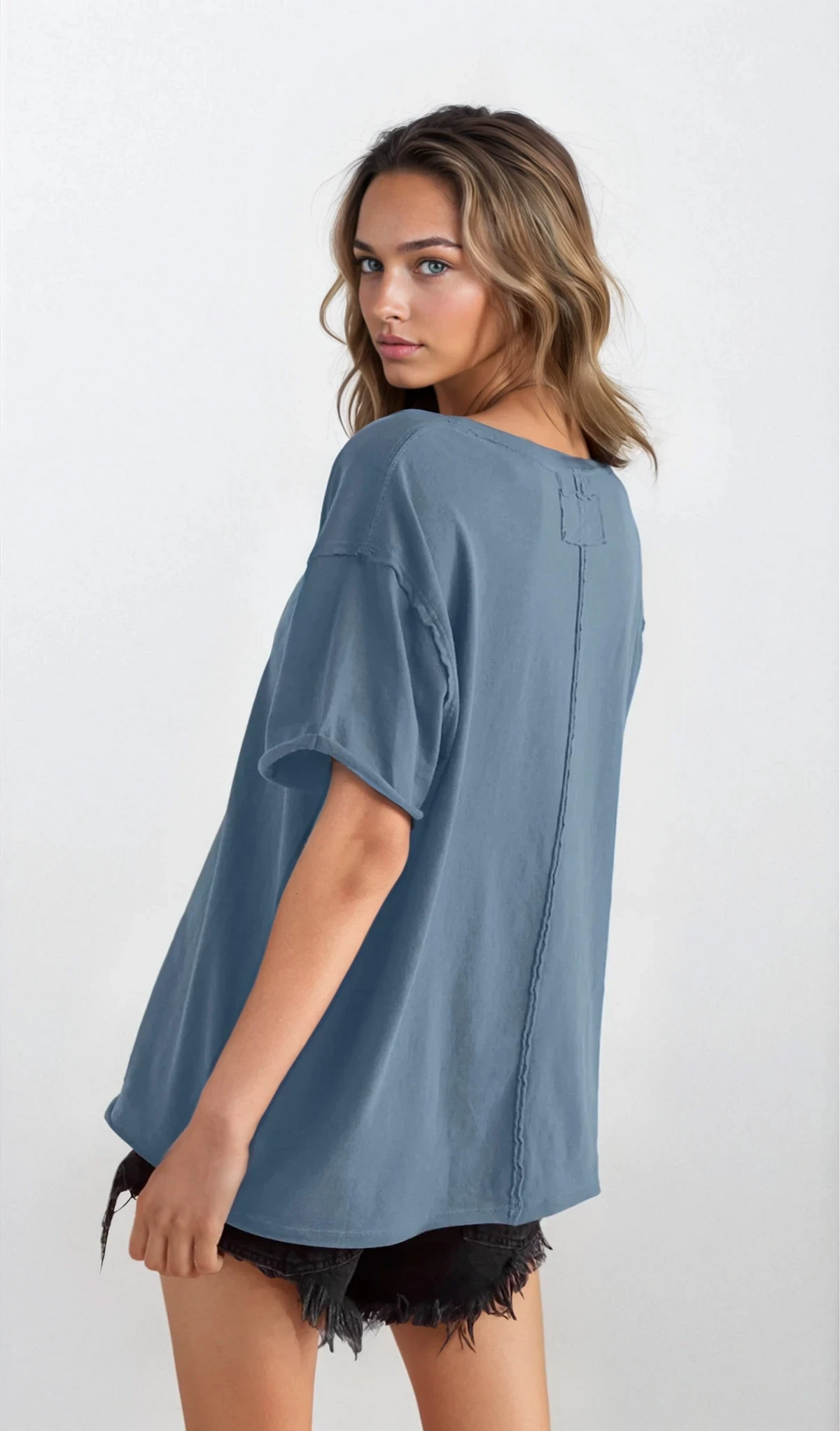 bare round neck half sleeve t-shirt with stretchy fit