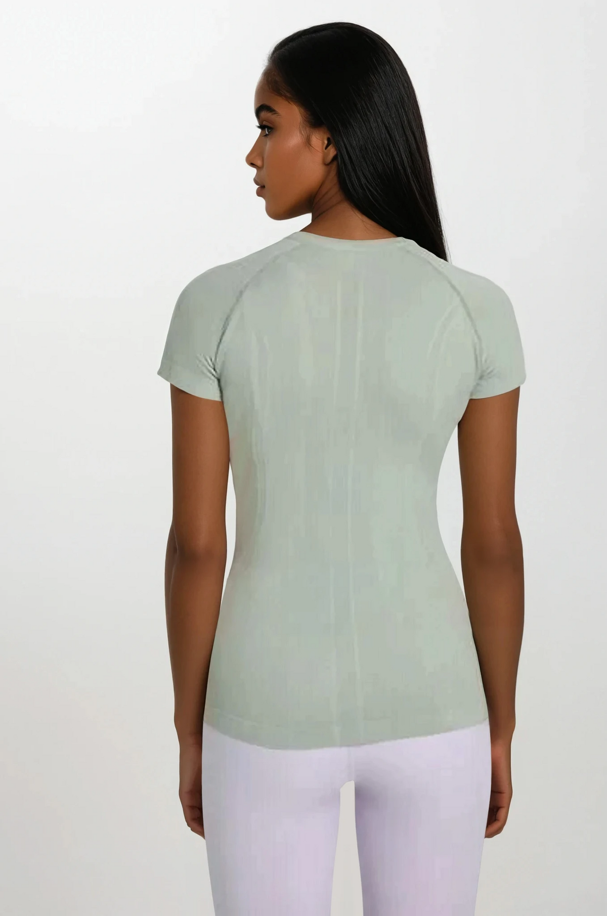 Simple round neck short sleeve top in solid color