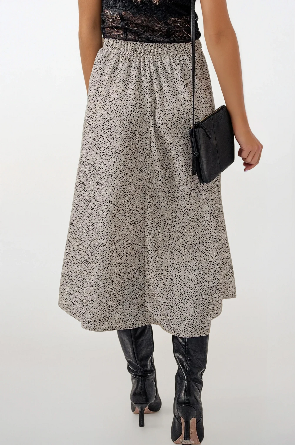 Speckle high-waist midi skirt with modern pattern and flattering fit