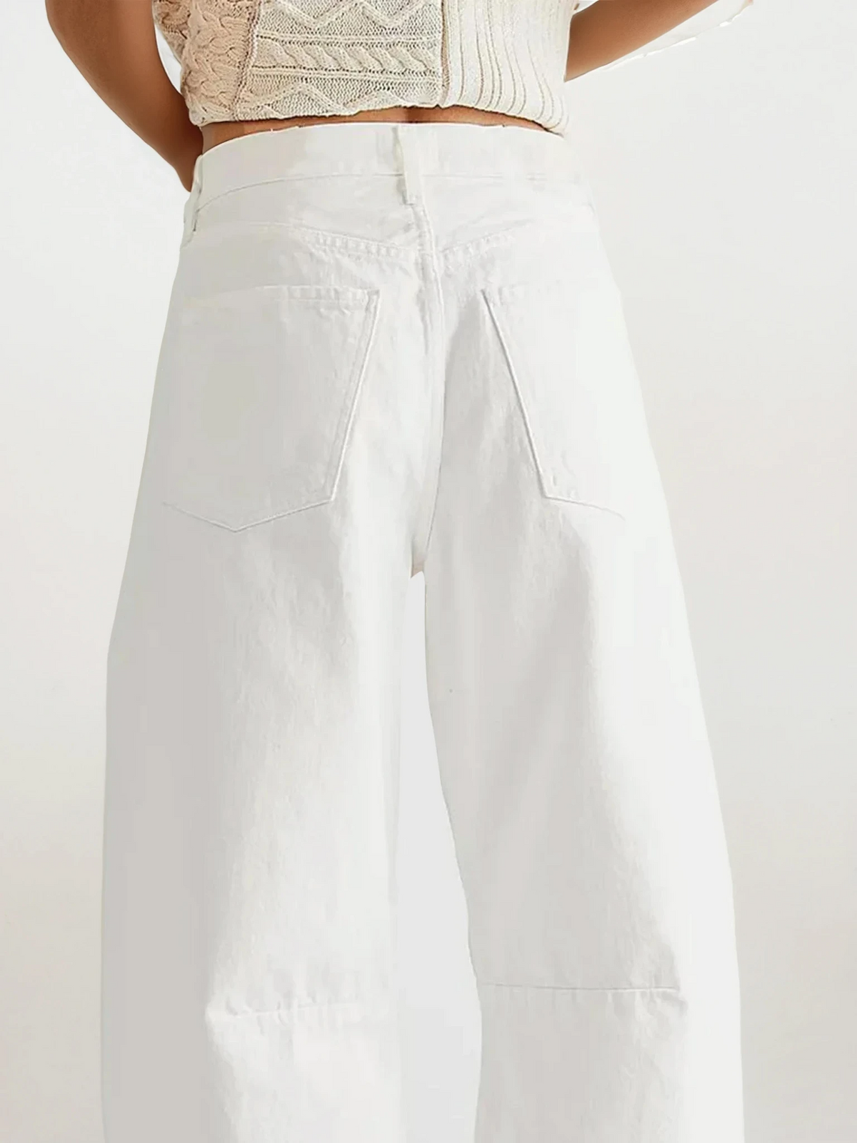 Stitched Raw Hem Wide Leg Jean with pockets