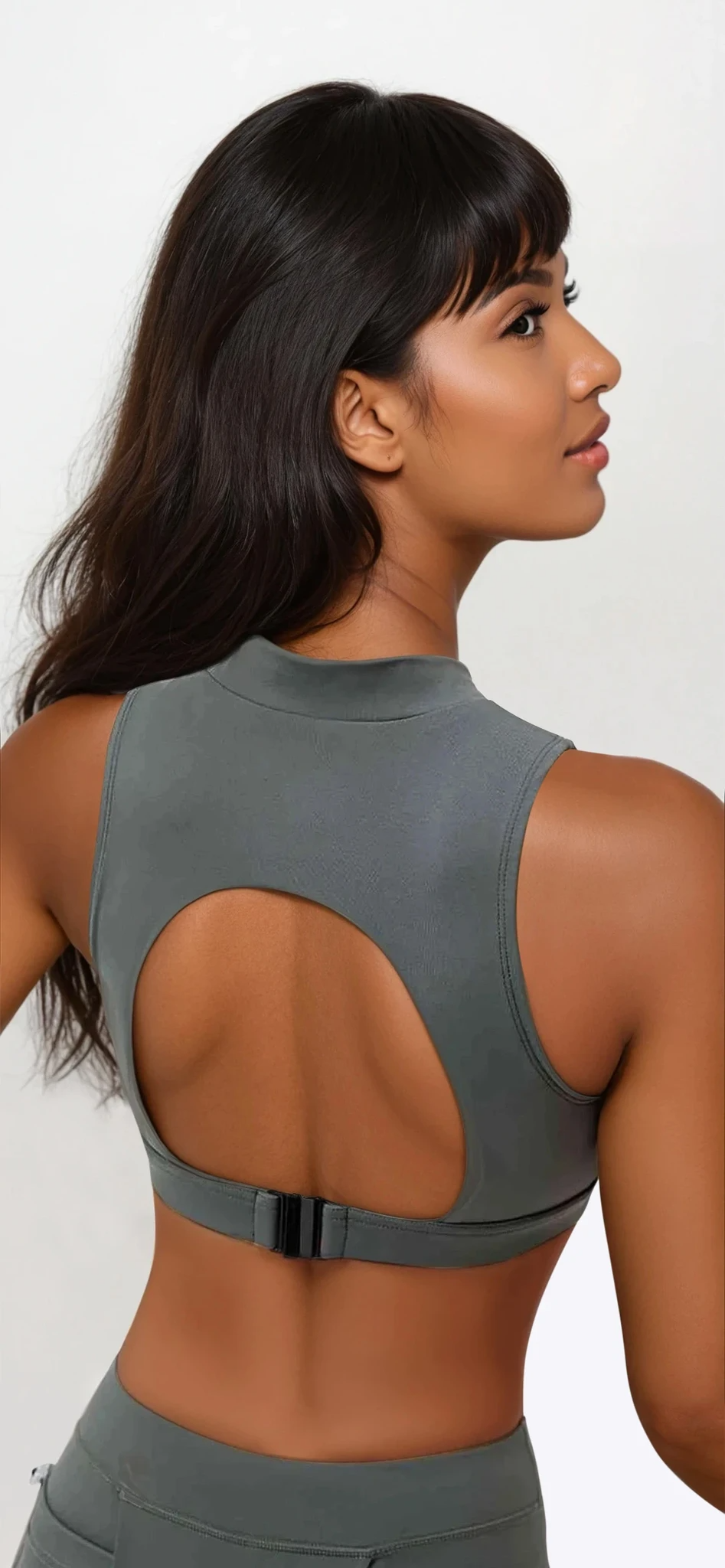 Sweet Surprise Half Zip Cropped Tank with back cutout and slim fit