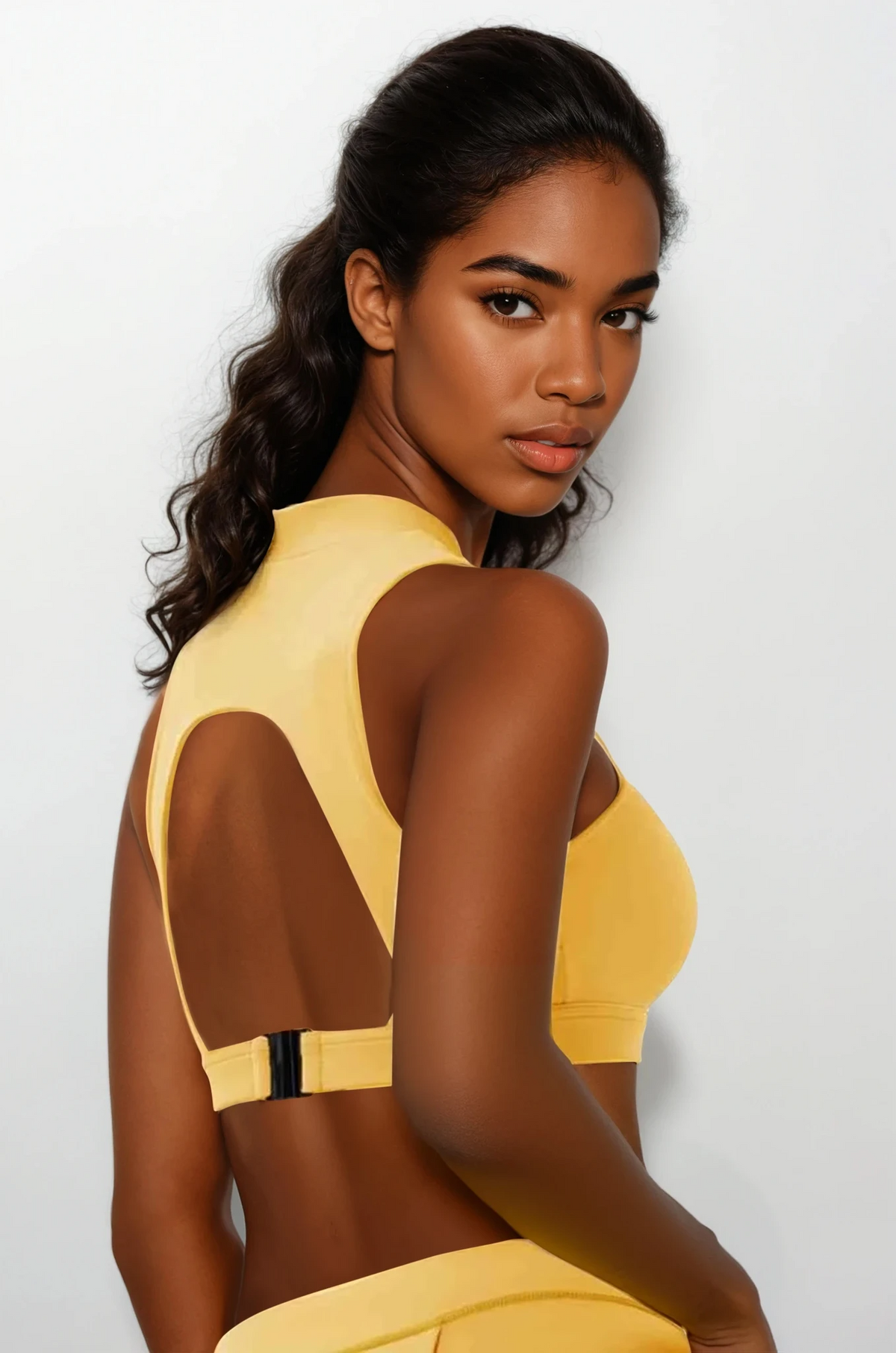 Sweet Surprise Half Zip Cropped Tank with back cutout and slim fit