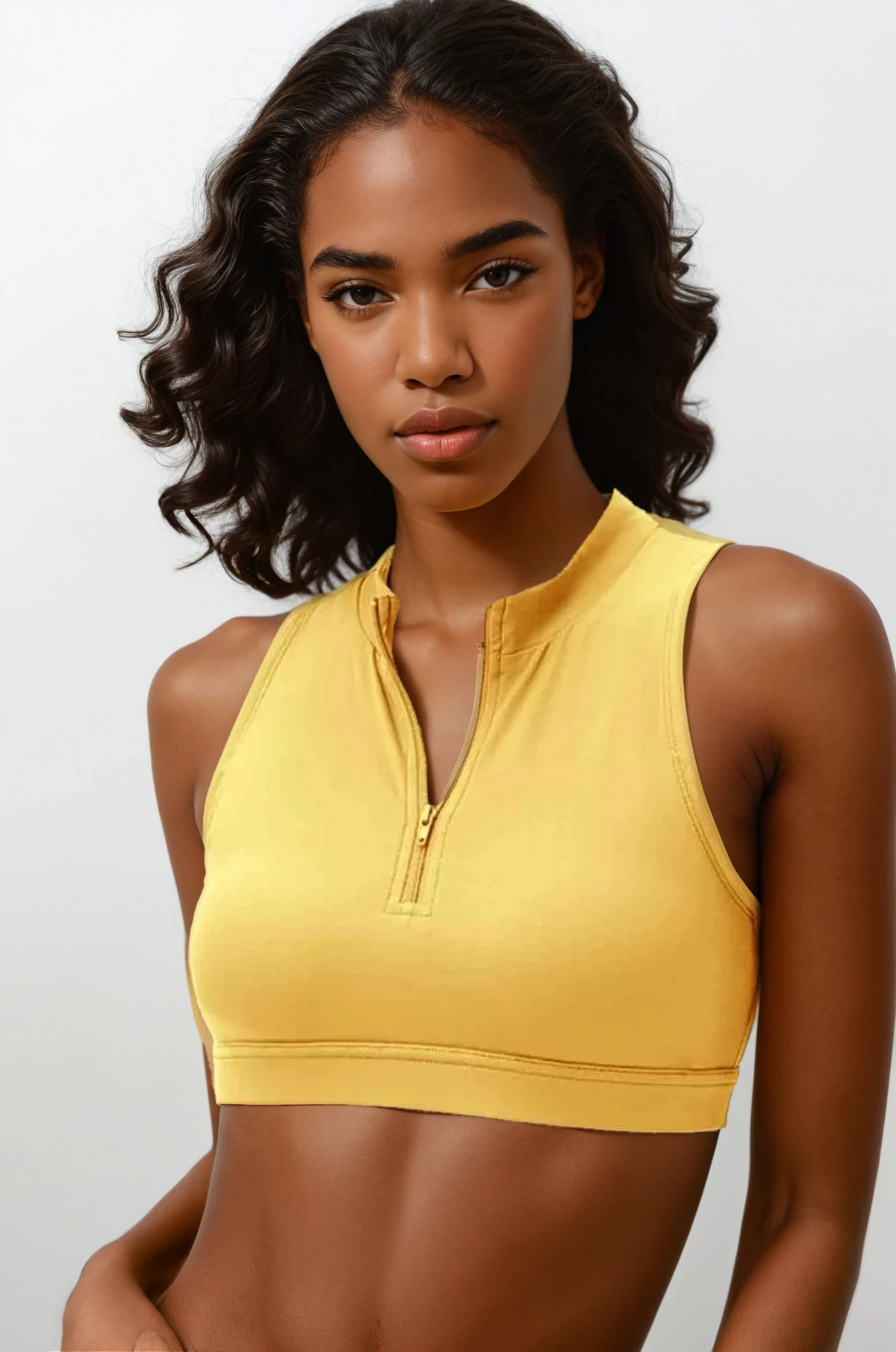 Sweet Surprise Half Zip Cropped Tank with back cutout and slim fit