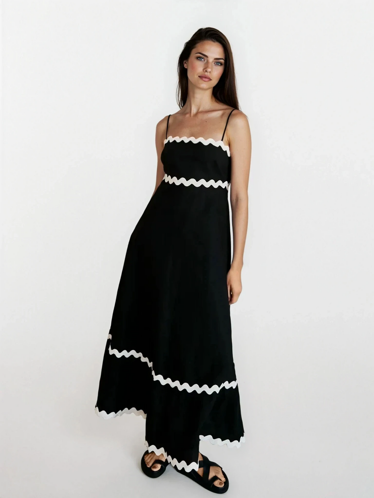 Tidal spaghetti strap maxi dress lightweight sleeveless elegant style