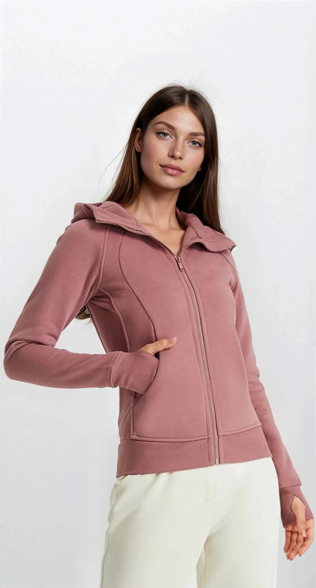 Trainer full zip hoodie with attached hood and raglan sleeves