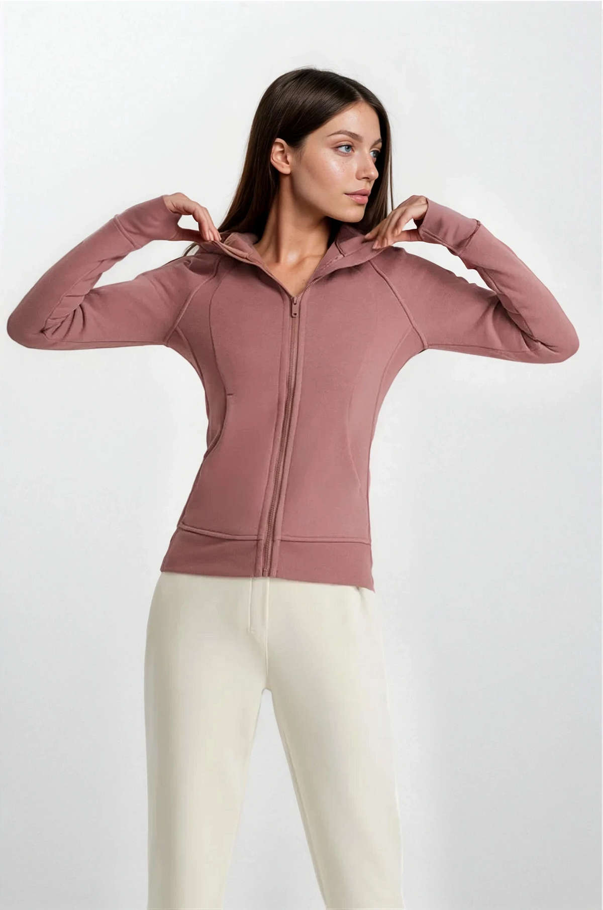 Trainer full zip hoodie with attached hood and raglan sleeves