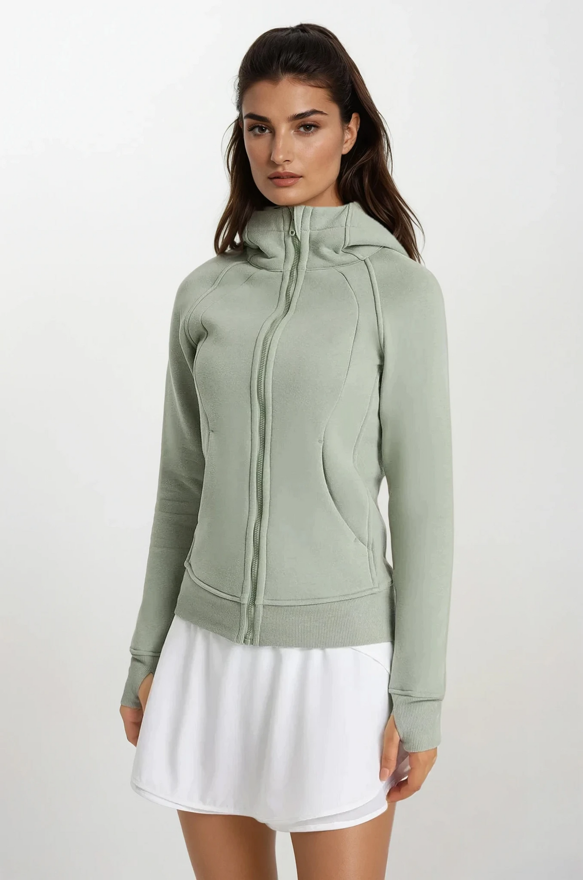 Trainer full zip hoodie with attached hood and raglan sleeves