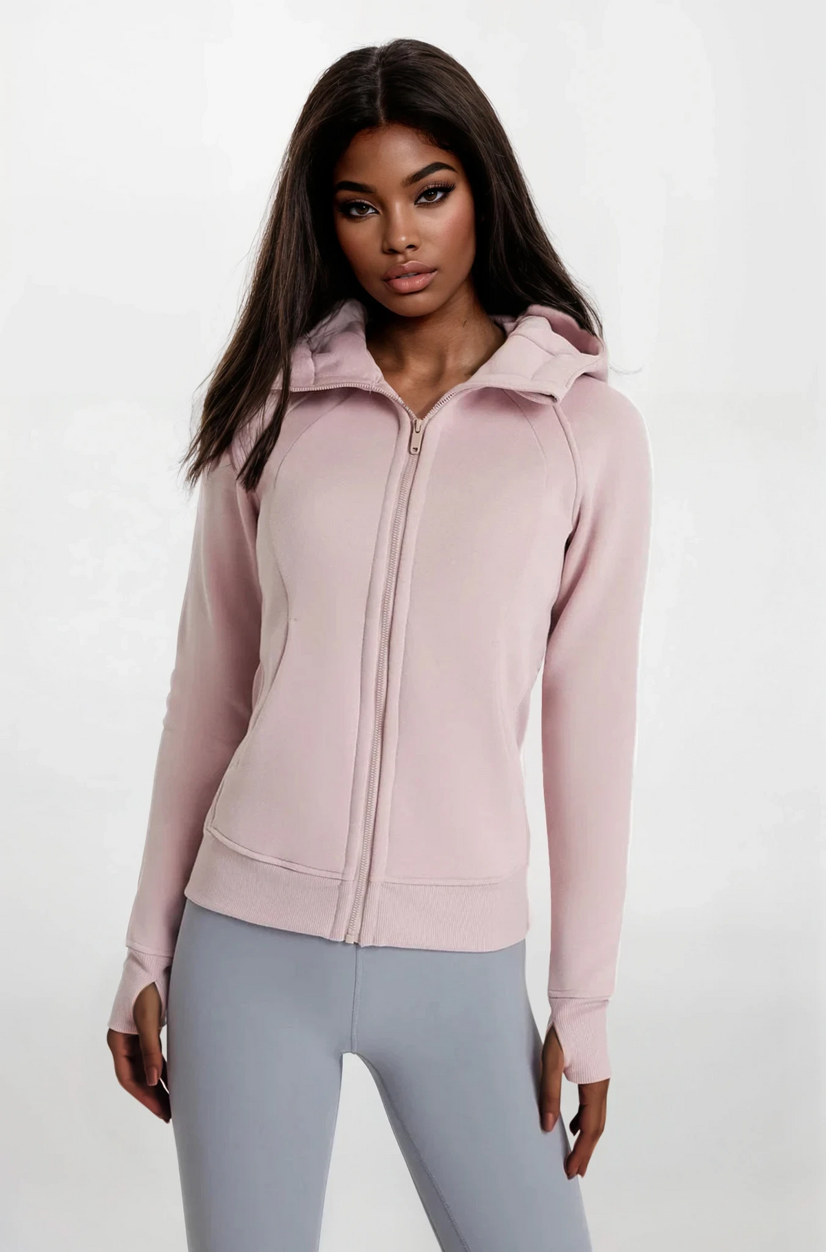 Trainer full zip hoodie with hood and raglan sleeves in solid pattern