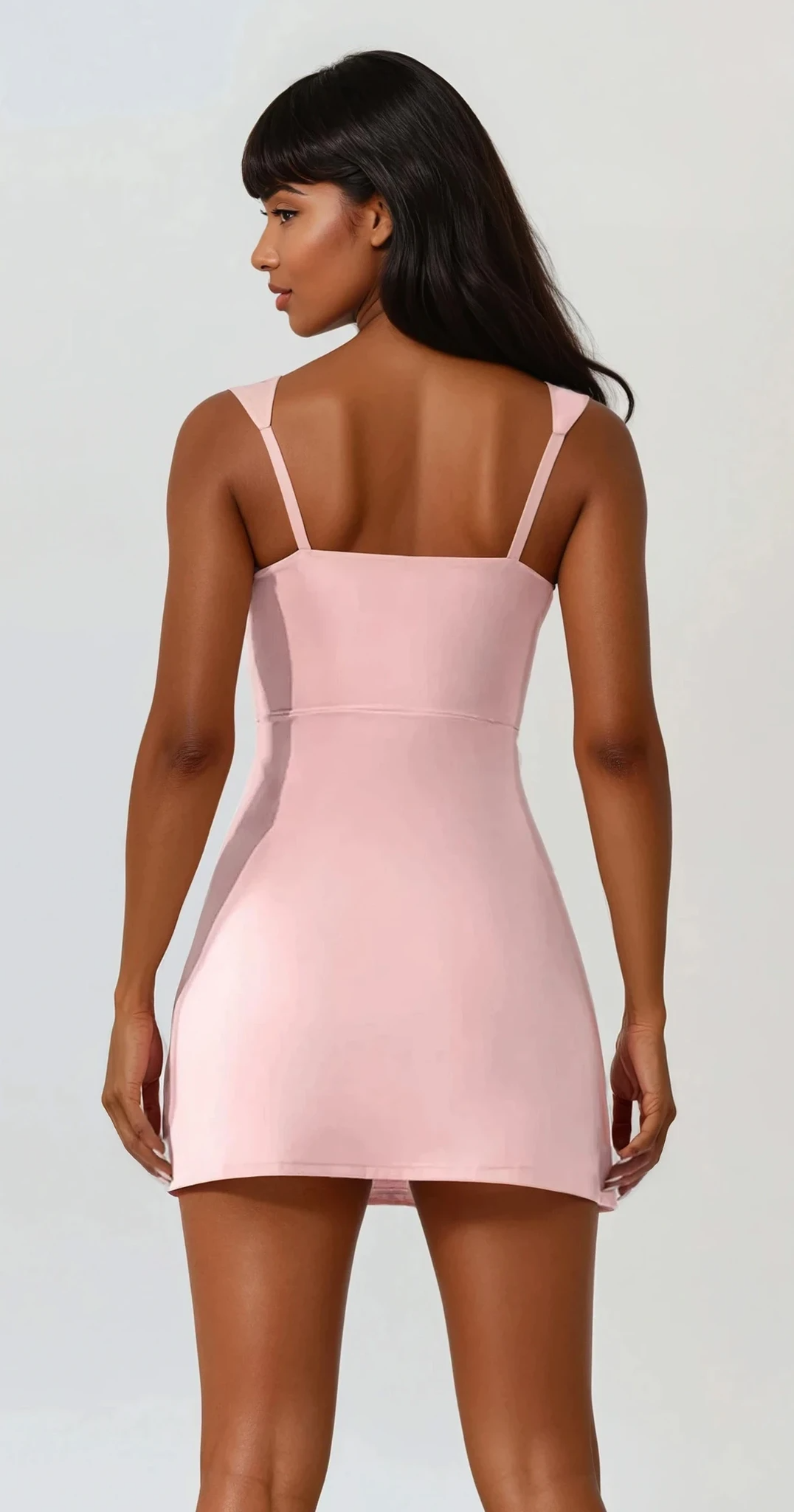 Triumph Square neck slit tennis dress with mini length in solid pattern