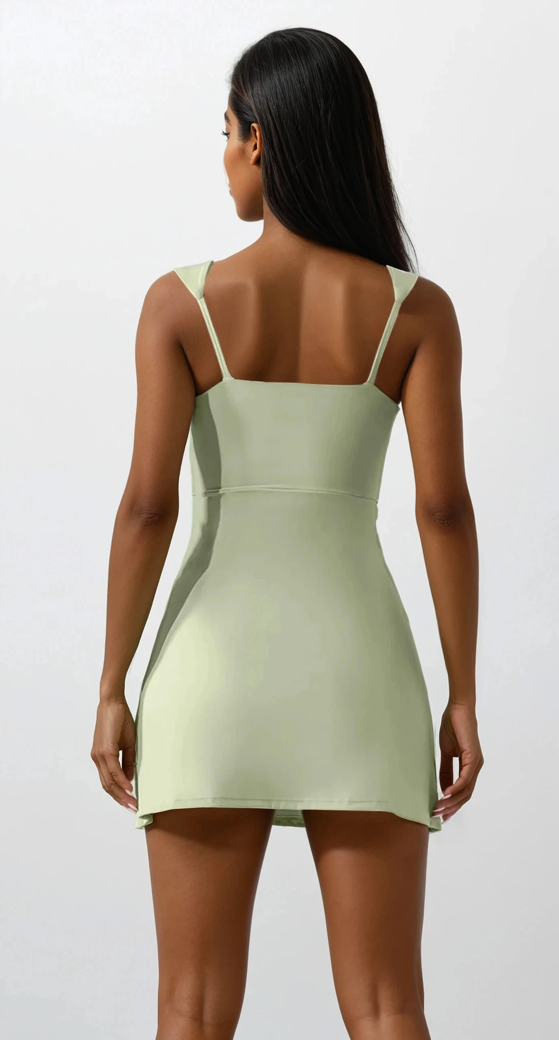 Triumph Square neck slit tennis dress in solid pattern with mini length
