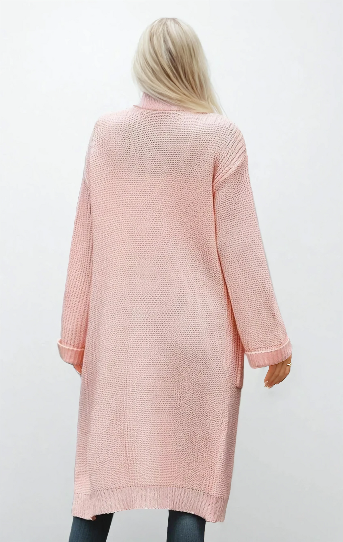 Vogue open front cardigan with pockets and dropped shoulders