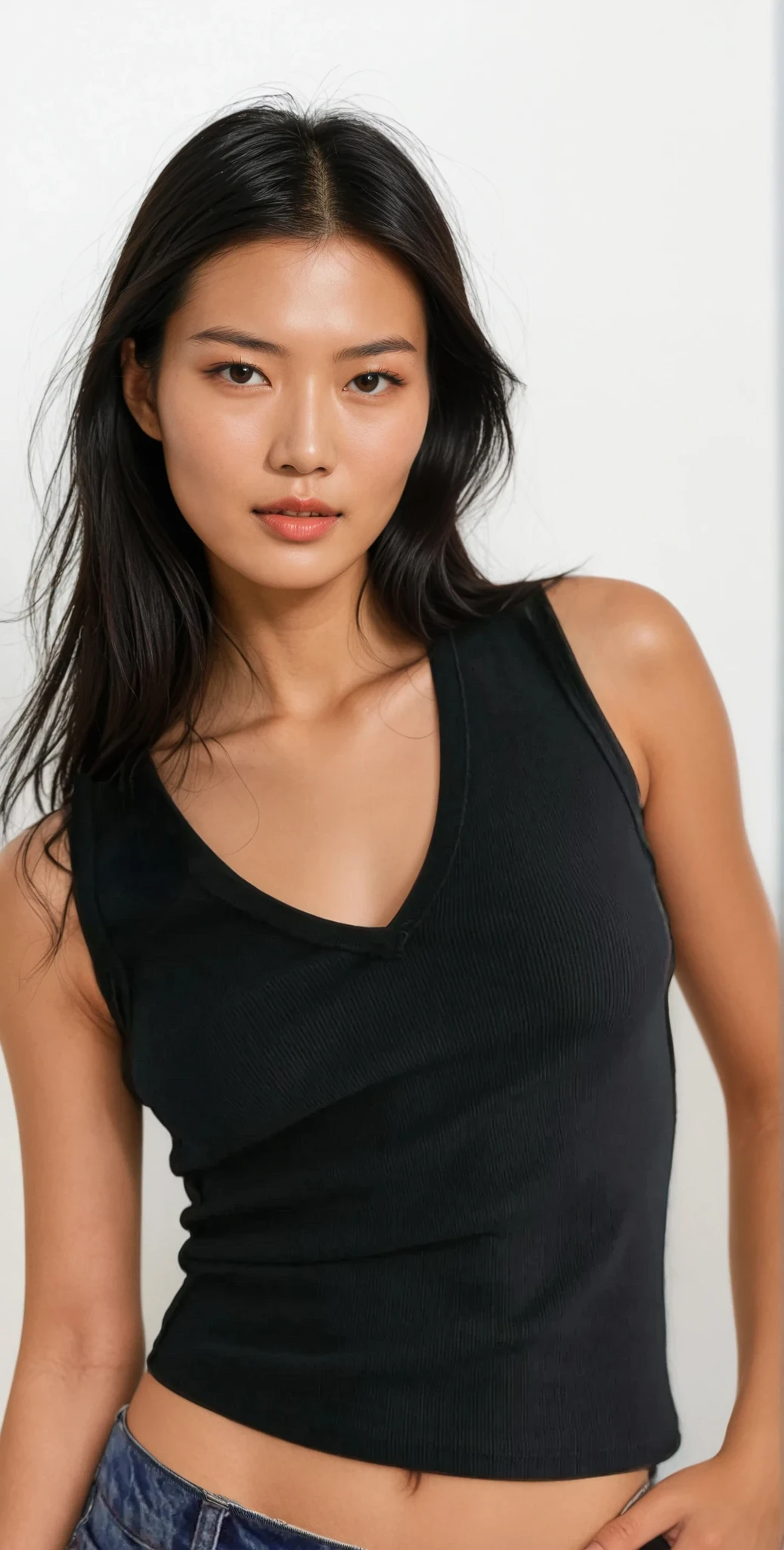 Light gray Core Cover V-Neck Tank from Trendsi, sleeveless clothing with a V-neck design, casual and comfortable fit.