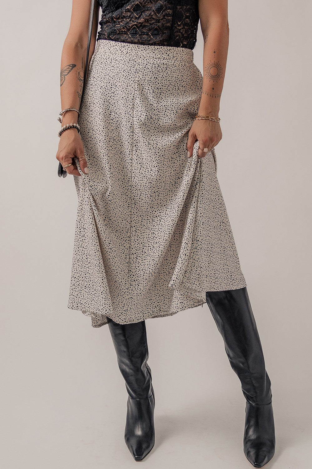 Speckle High-Waist Midi Skirt