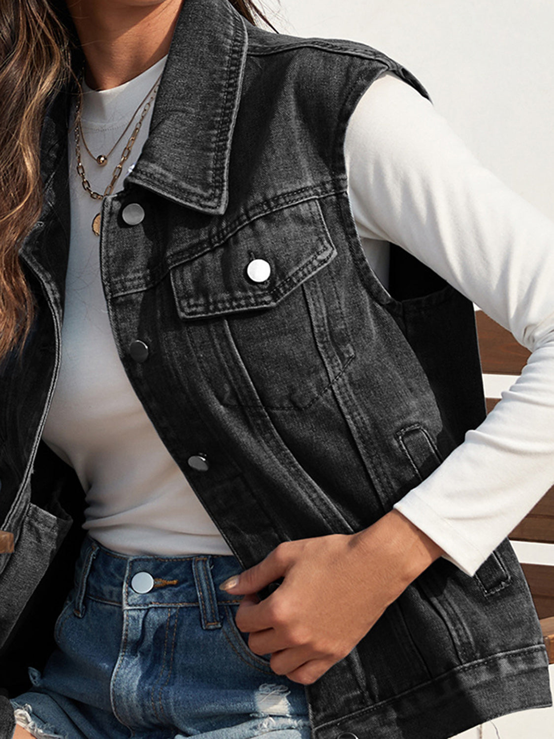 Stunner Collared Denim Vest