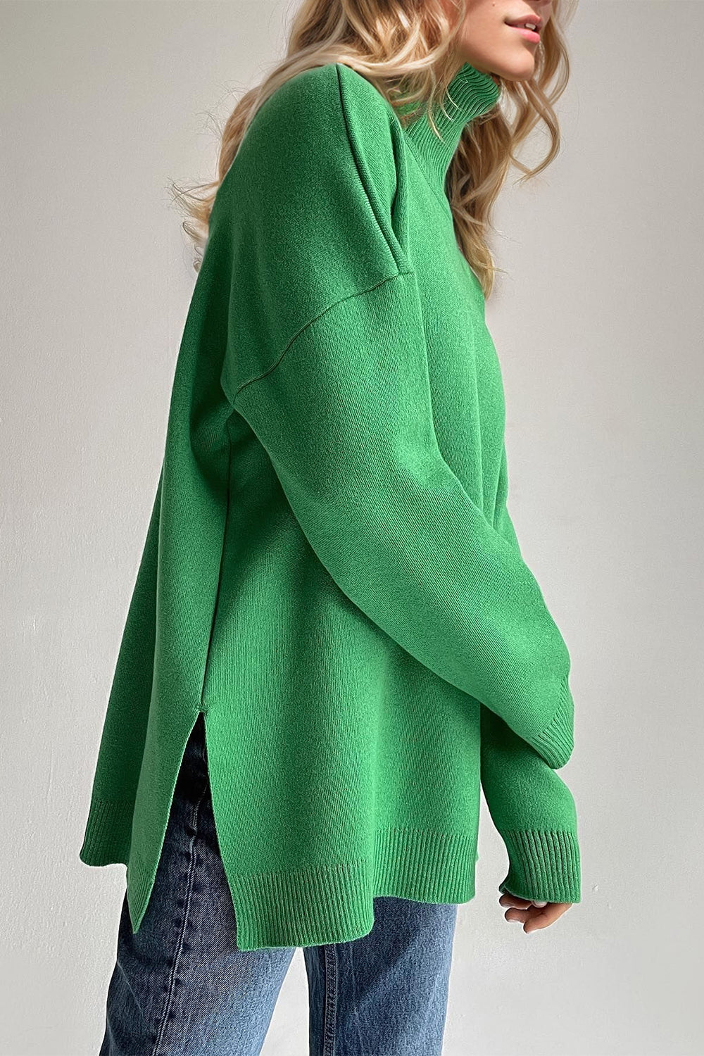 Lush Side Slit Turtleneck Sweater