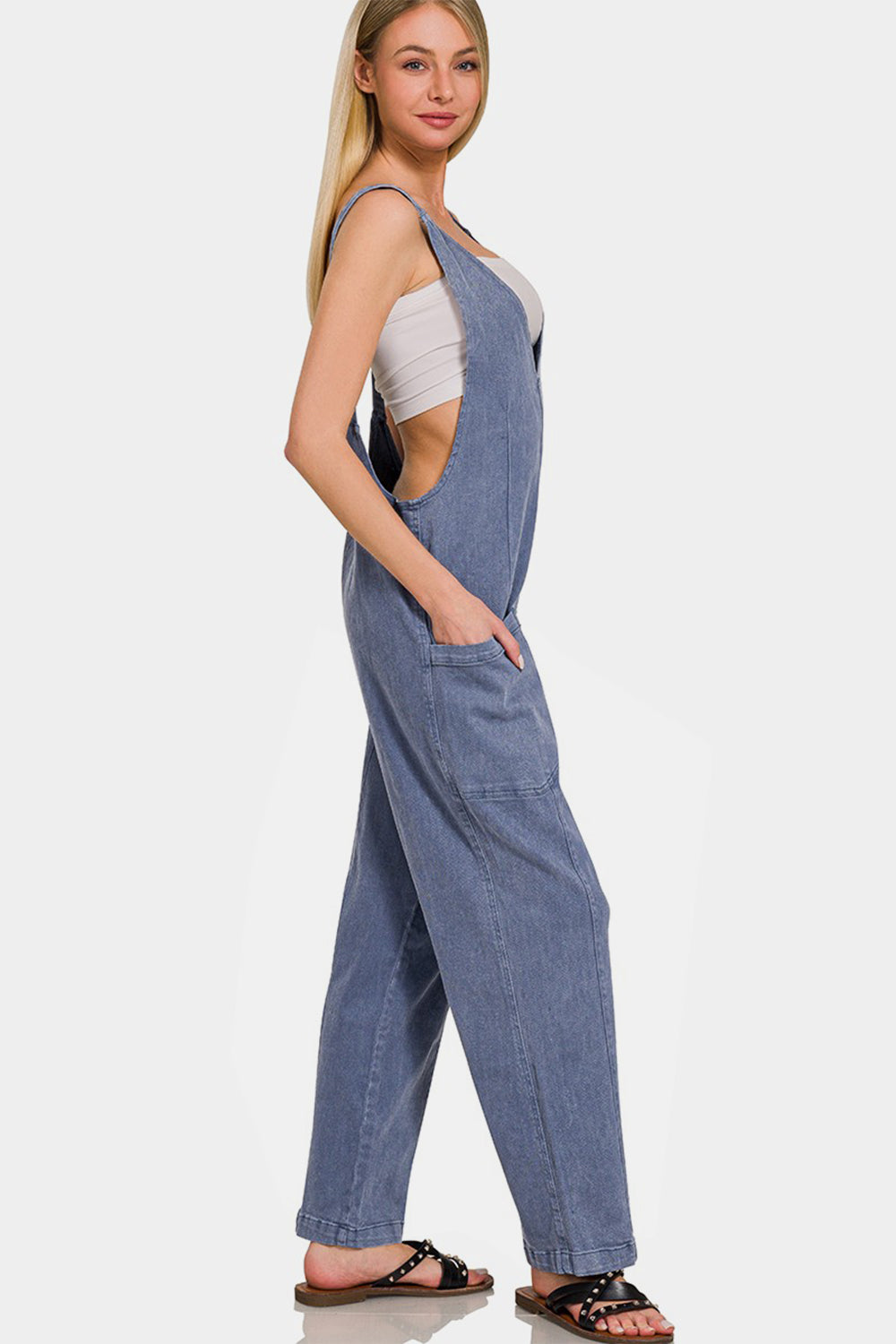 Denim V-Neck Jumpsuit