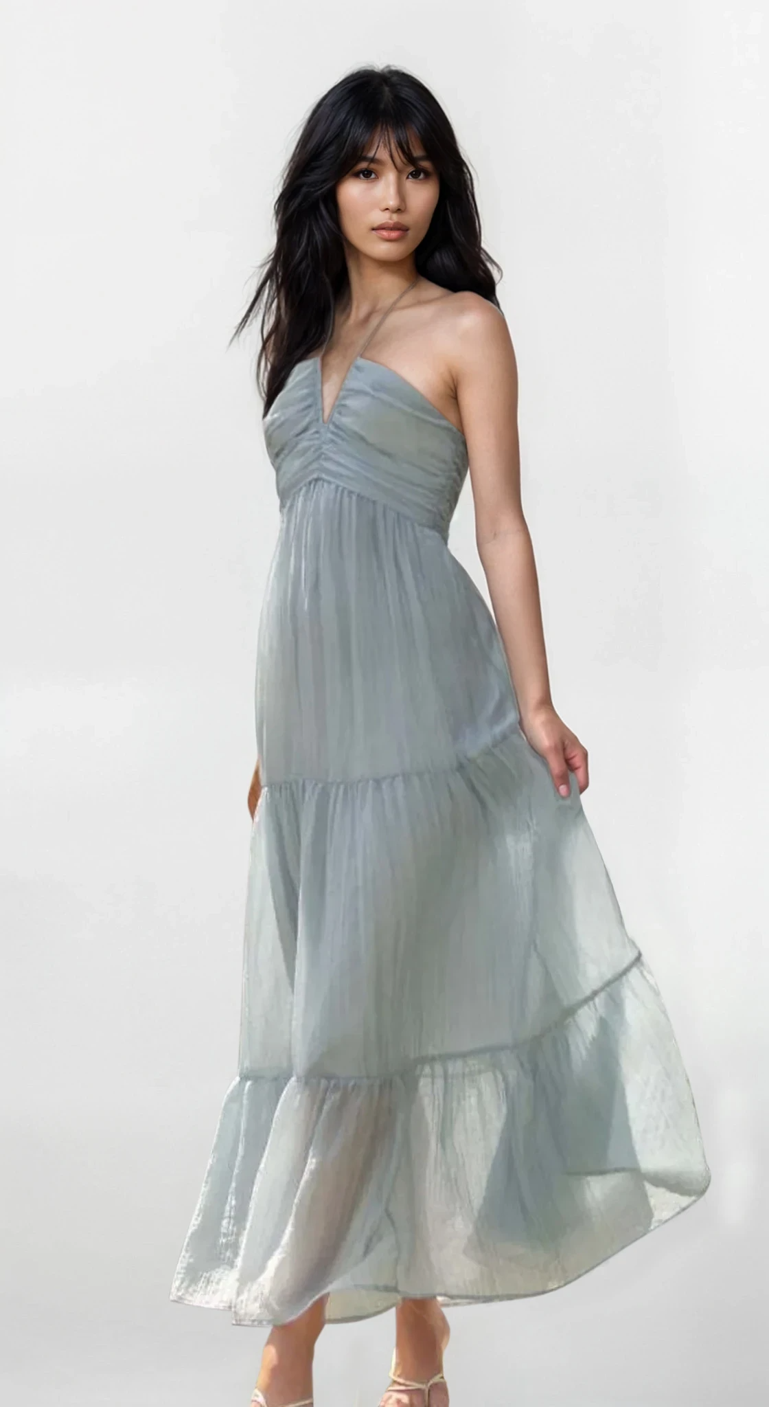 Solstice Halter Neck Tiered Cami Dress