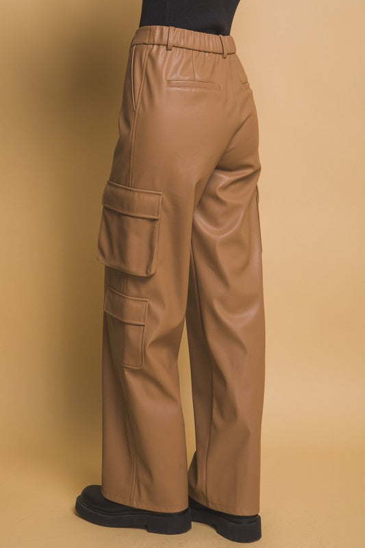 Faux Leather Cargo Pant