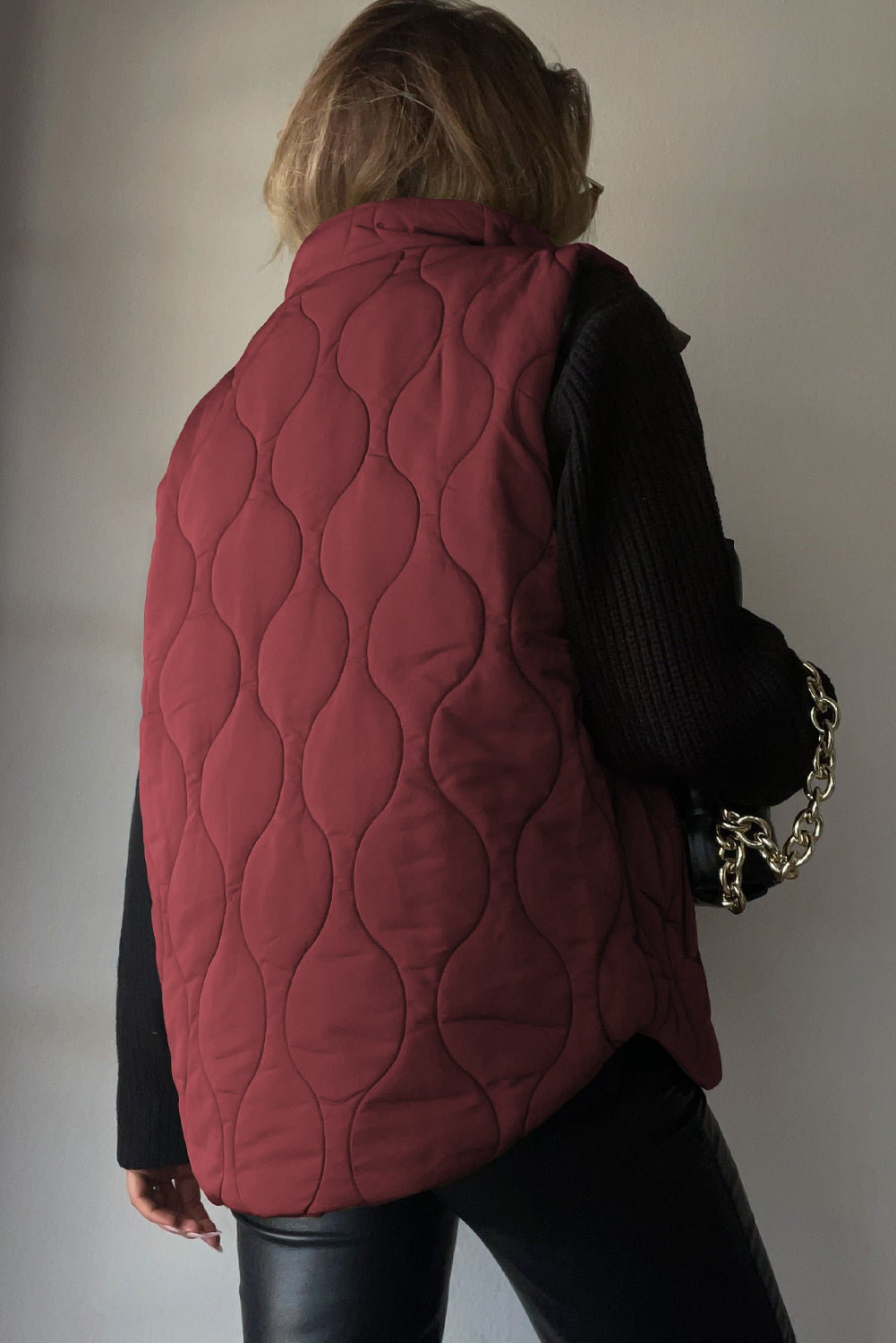 Quilted Collared Neck Vest