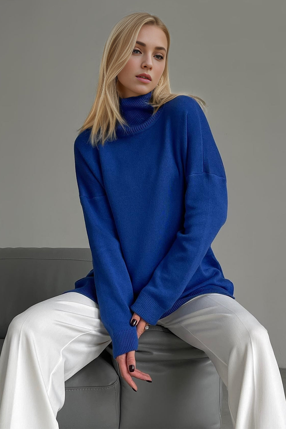 Lush Side Slit Turtleneck Sweater