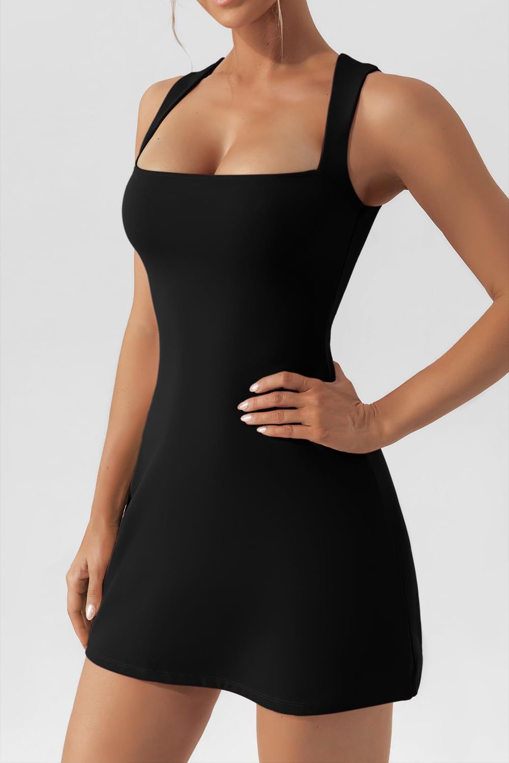 Square Neck Little Black Dress