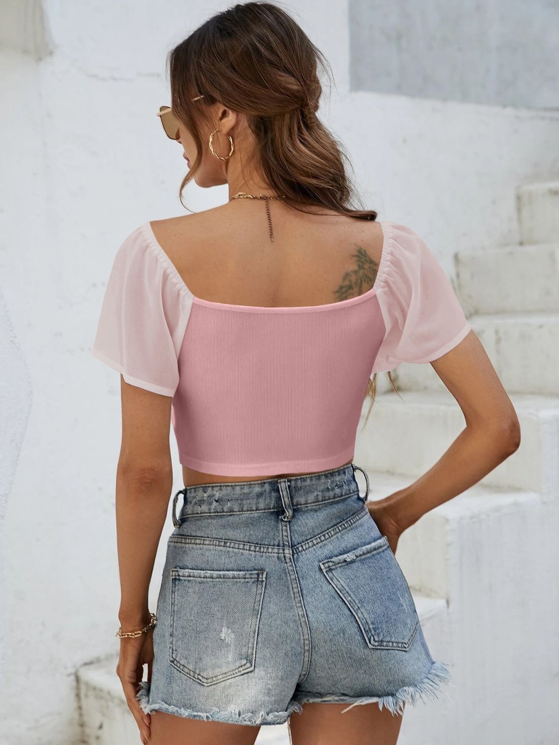 Coastal Short Sleeve Crop Top